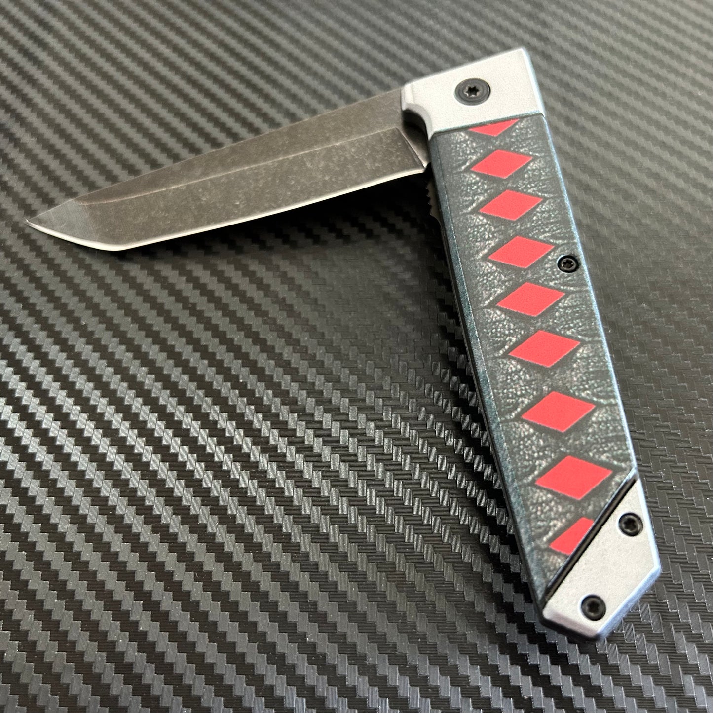 ElitEdge 9” Cute Black Red Mini Katana Spring Assisted Open Blade Folding Pocket Knife Hunting Cool Knife