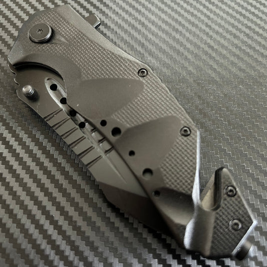 ElitEdge 9” Tactical Black Jumbo Spring Assisted Open Blade Folding Pocket Knife. Hunting, Camping, Cute Knife. Gift