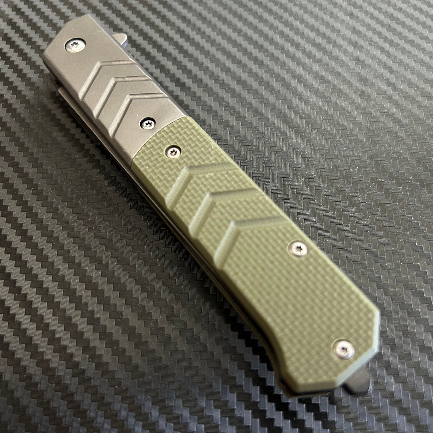 ElitEdge 9” Military Collection G10 Green Handle Spring Assisted Folding Pocket Knife