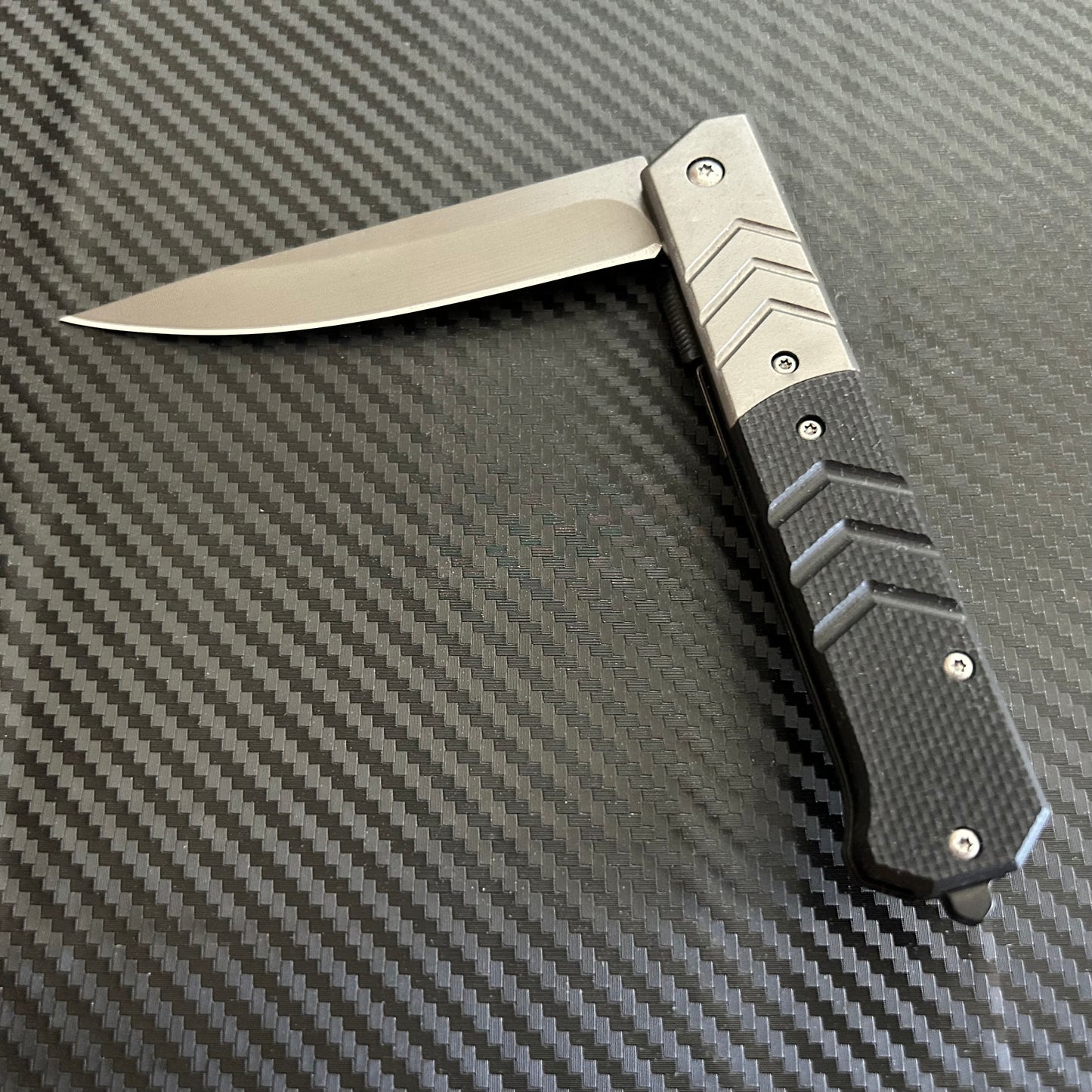 ElitEdge 9” Military Collection G10 Black Handle Spring Assisted Folding Pocket Knife