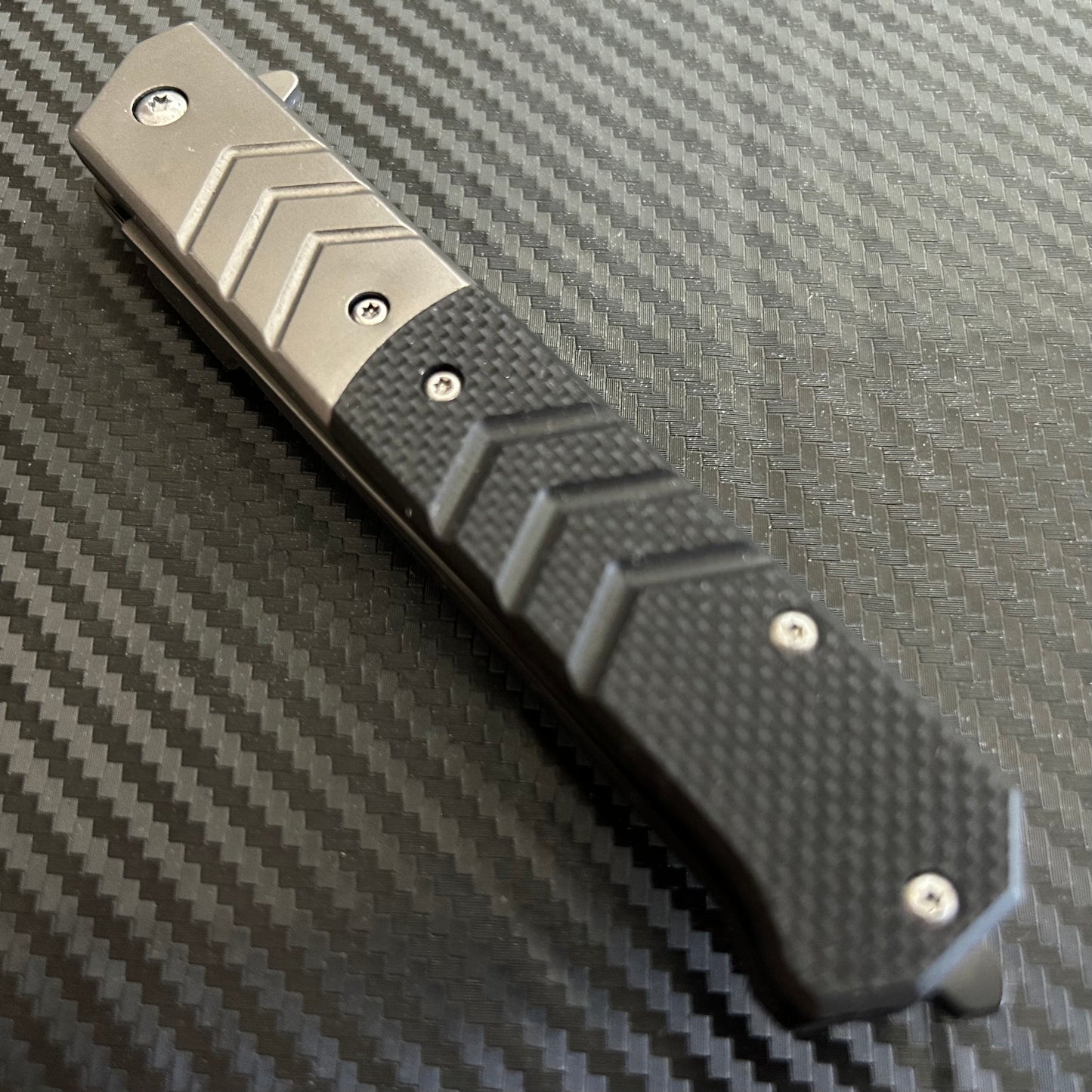 ElitEdge 9” Military Collection G10 Black Handle Spring Assisted Folding Pocket Knife