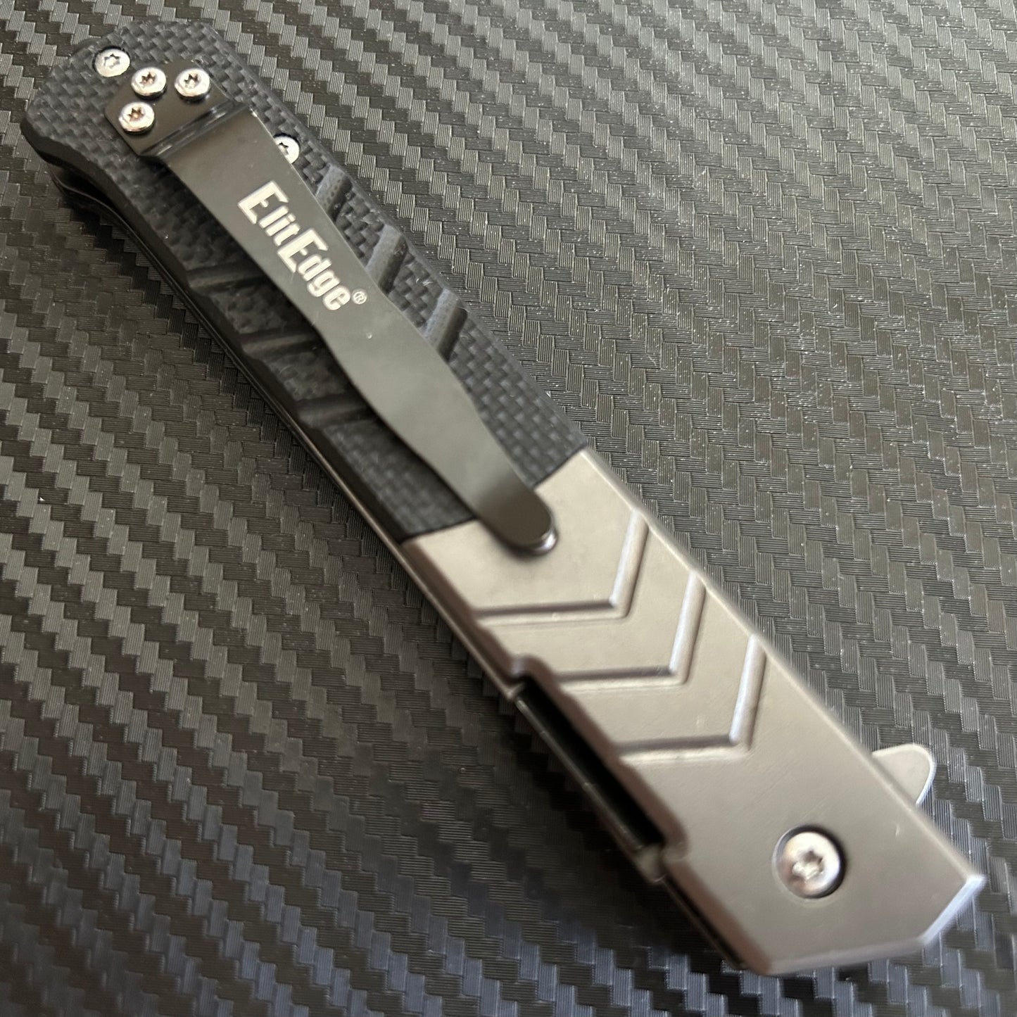 ElitEdge 9” Military Collection G10 Black Handle Spring Assisted Folding Pocket Knife