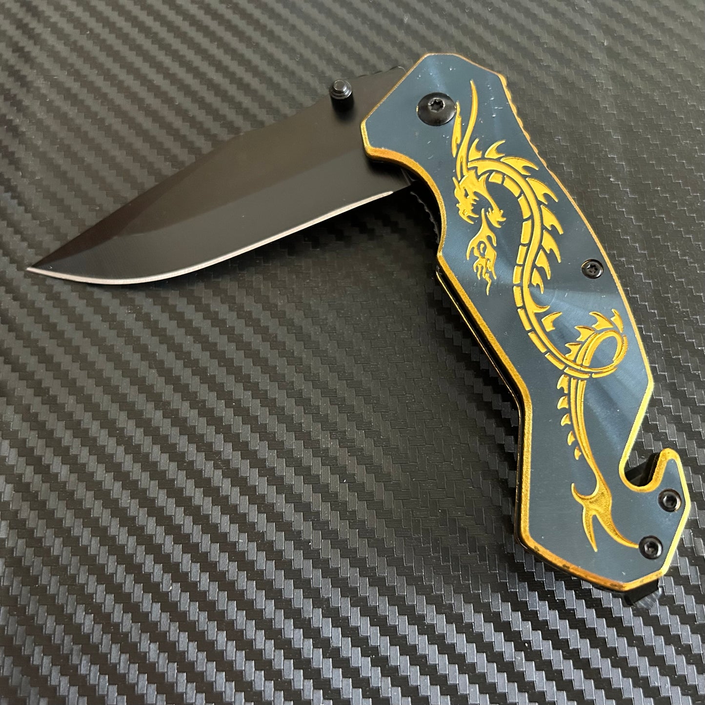 ElitEdge 8” Gold Dragon Mini Cute Knife Spring Assisted Open Blade Folding Pocket Knife. Hunting, Camping, Cute Knife. Cool Knife