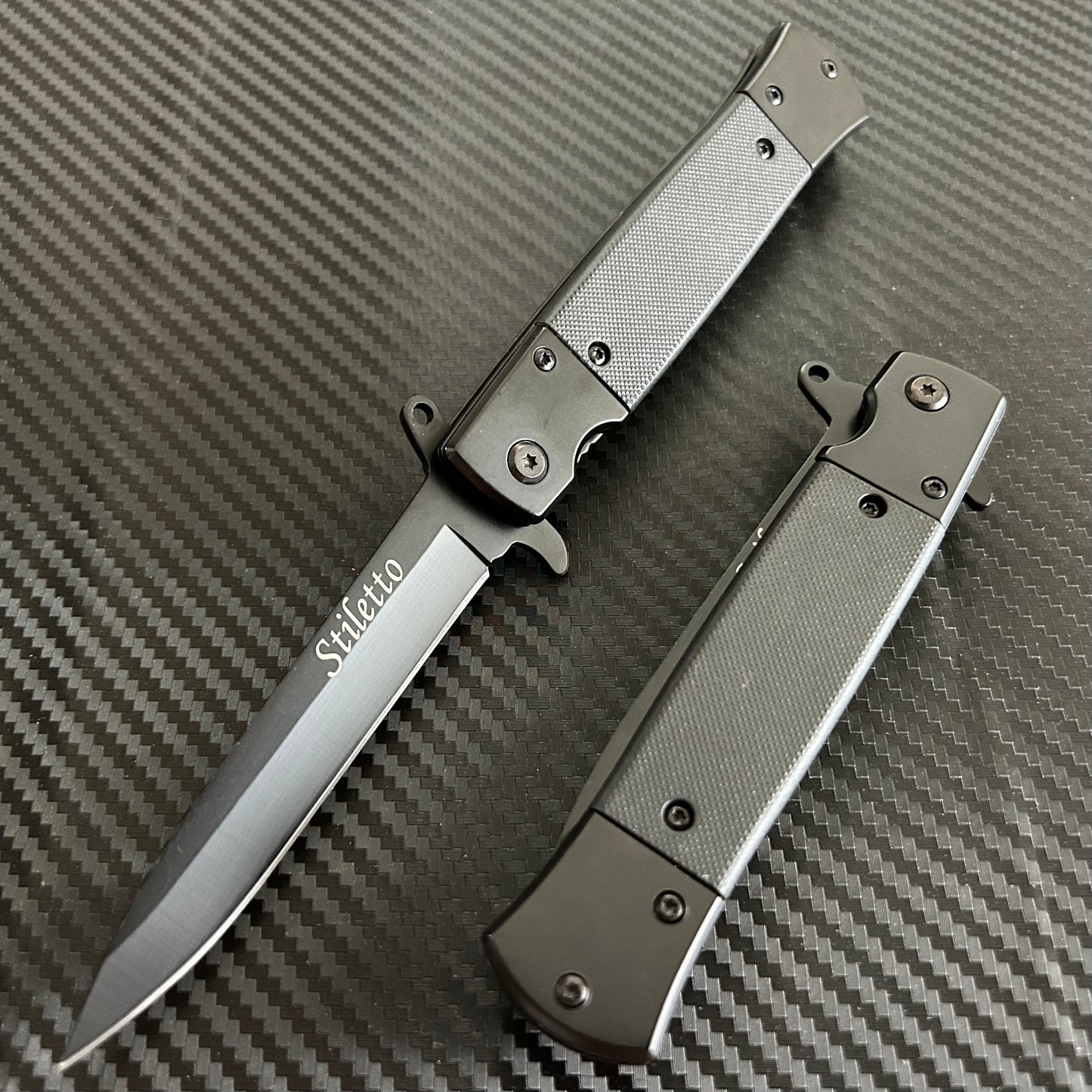 ElitEdge 8.5” Black Military Gift Knife Spring Assisted Open Blade Folding Pocket Knife Cool Knife Gift for him