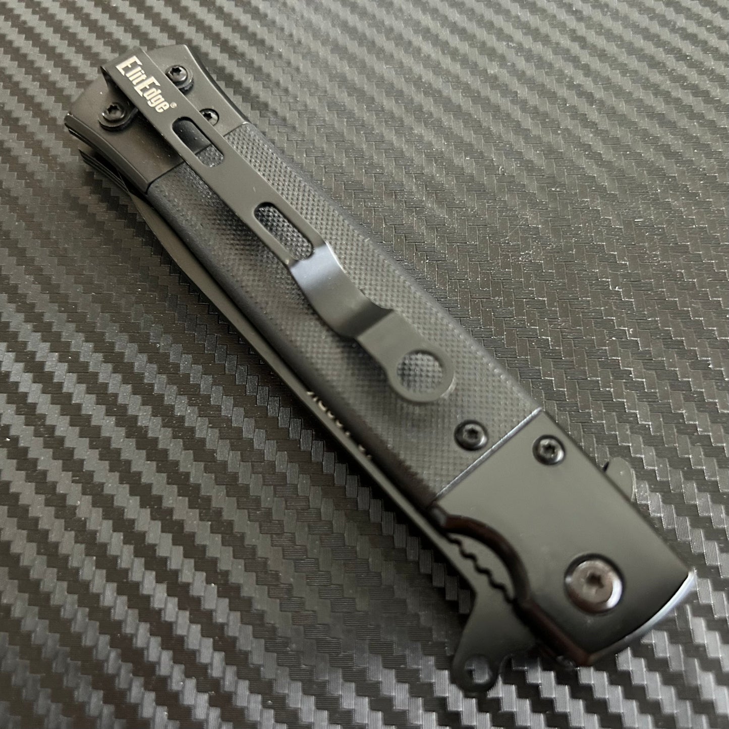 ElitEdge 8.5” Black Military Gift Knife Spring Assisted Open Blade Folding Pocket Knife Cool Knife Gift for him