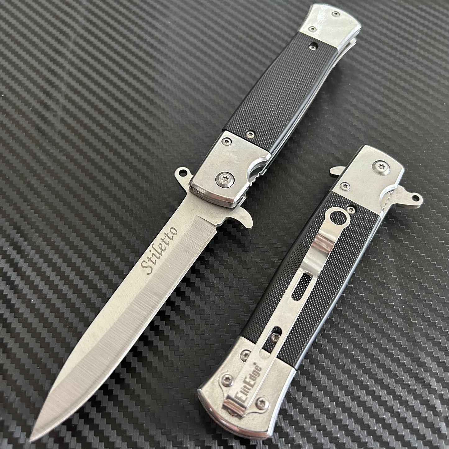 ElitEdge 8.5” Silver Military Gift Knife Spring Assisted Open Blade Folding Pocket Knife Cool Knife Gift for him,,,,,
