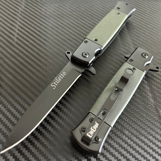 ElitEdge 8.5” Green Military Gift Knife Spring Assisted Open Blade Folding Pocket Knife Cool Knife Gift for him