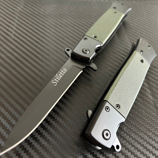 ElitEdge 8.5” Green Military Gift Knife Spring Assisted Open Blade Folding Pocket Knife Cool Knife Gift for him