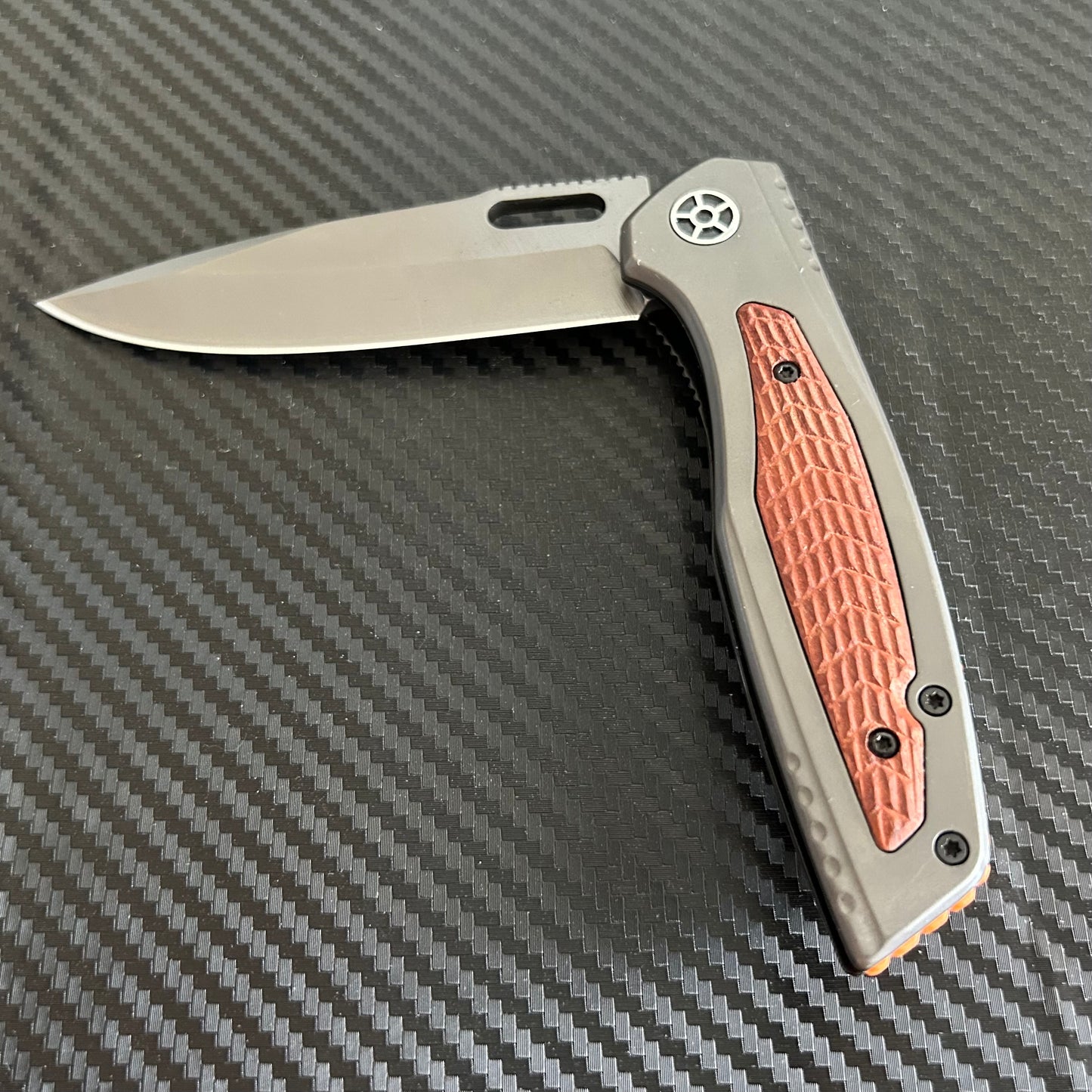 ElitEdge 8.5” Wood Military Tactical Cool Knife Ball Bearing Open Blade Folding Pocket knife. Hunting, Camping, Cute Knife. Cool Knives
