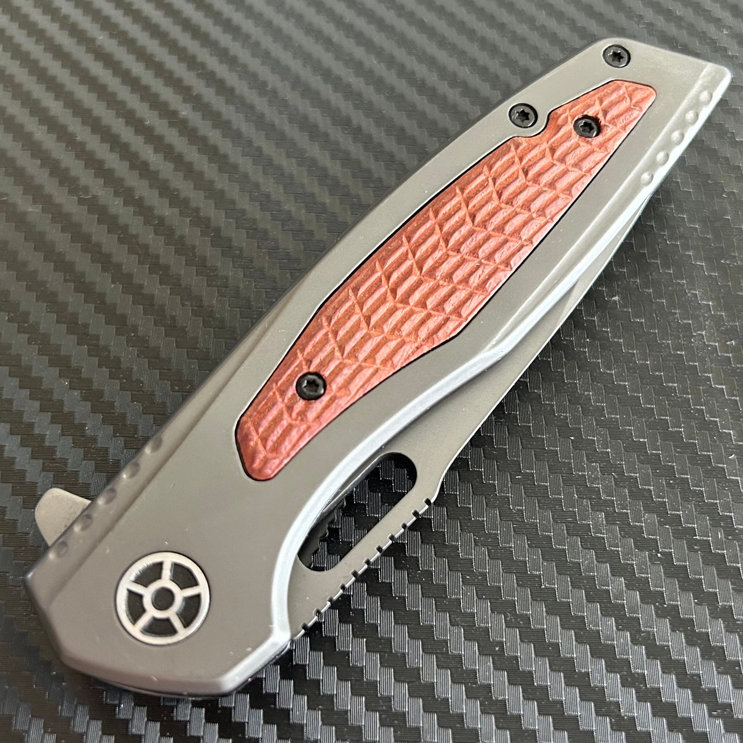 ElitEdge 8.5” Wood Military Tactical Cool Knife Ball Bearing Open Blade Folding Pocket knife. Hunting, Camping, Cute Knife. Cool Knives