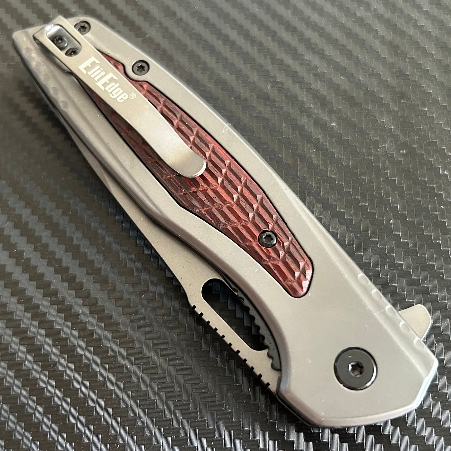 ElitEdge 8.5” Wood Military Tactical Cool Knife Ball Bearing Open Blade Folding Pocket knife. Hunting, Camping, Cute Knife. Cool Knives