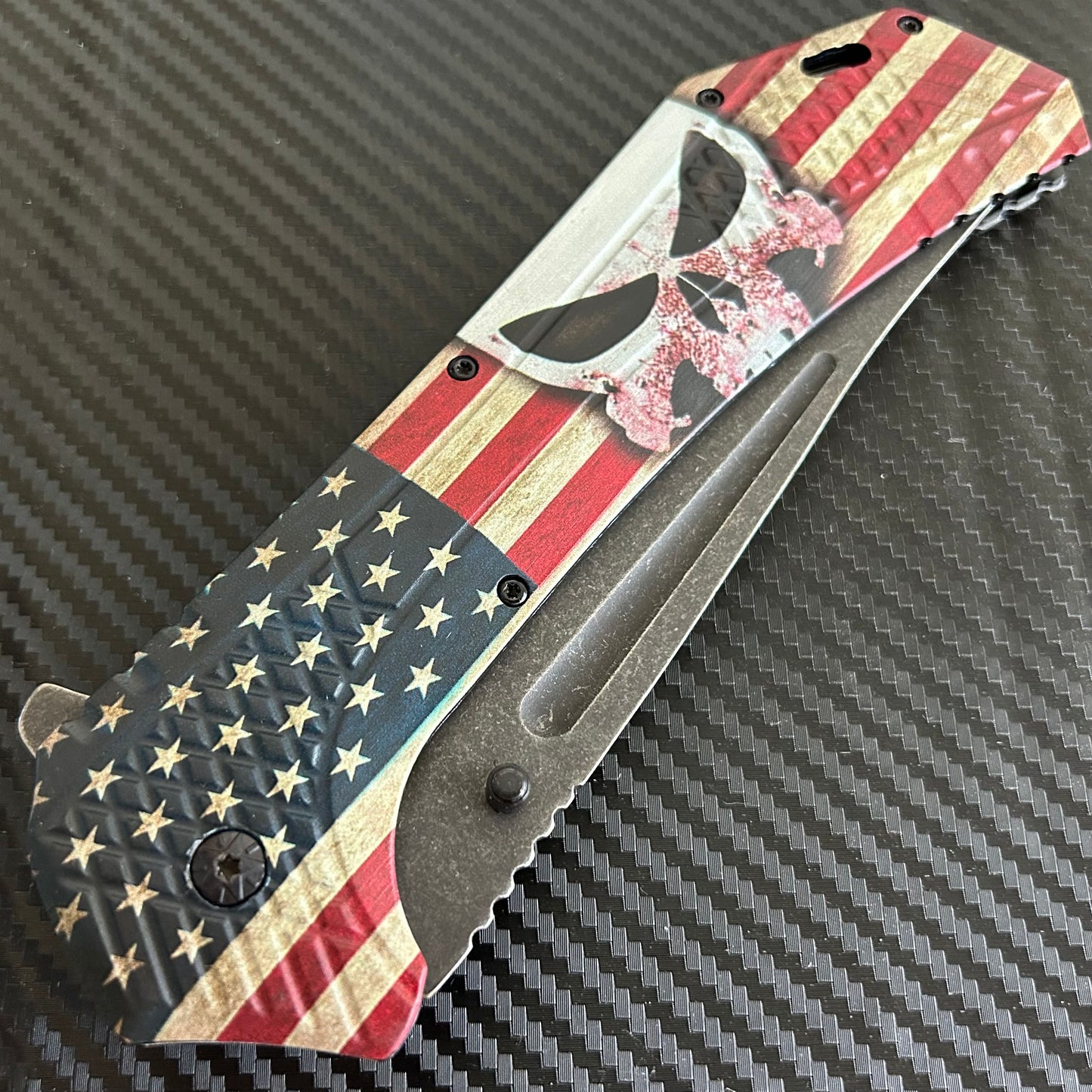 ElitEdge 12.25” Giant USA Flag Knife Tactical Spring Assisted Open Blade Folding Pocket knife. Hunting, Camping, Cute Knife, Cool Knife