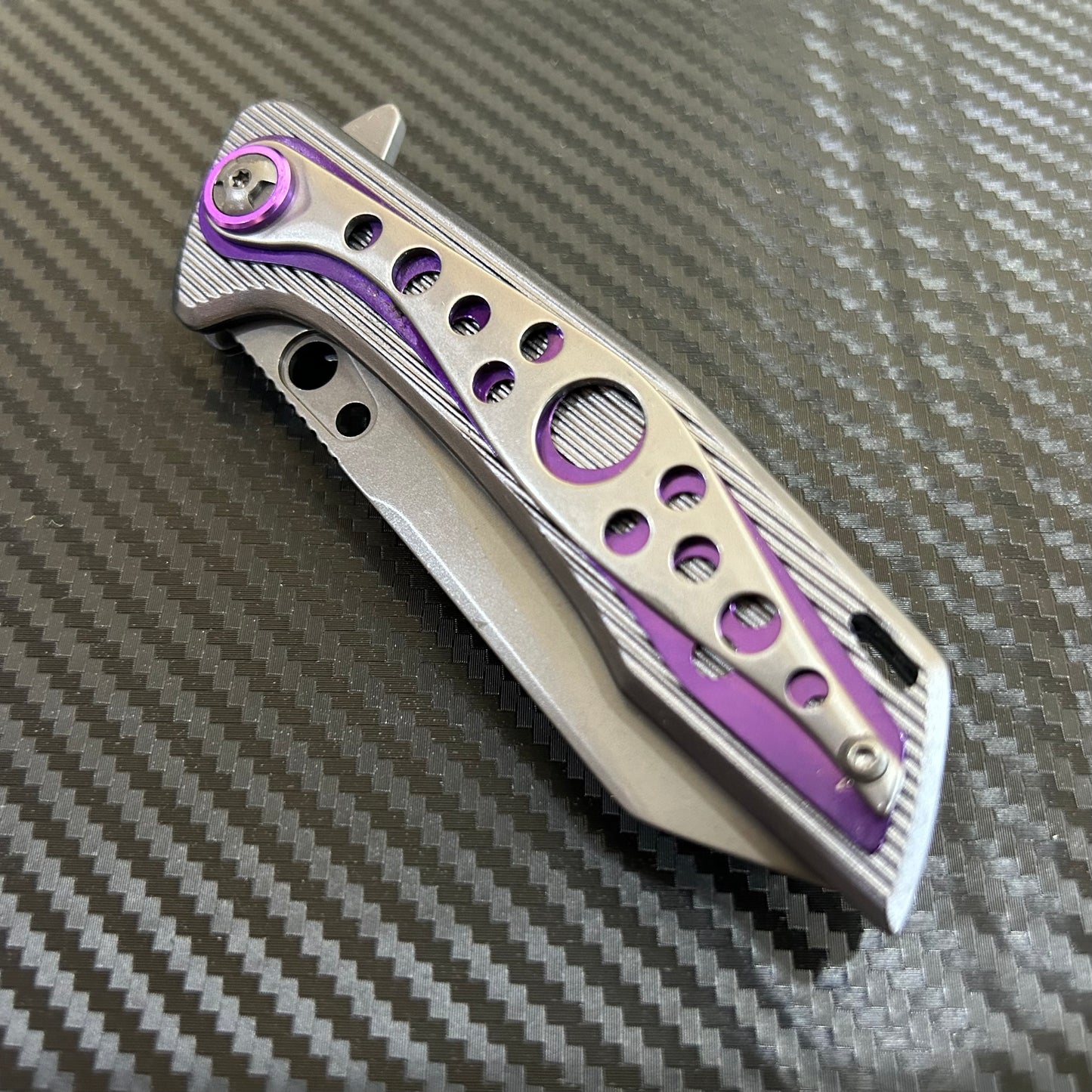 ElitEdge 8” Purple Titanium Color Coated Spring Assisted Open Folding Pocket Knife. Cool Knife. Cute Knife. Gift Knife