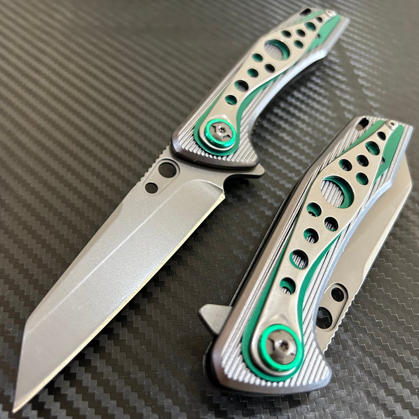 ElitEdge 8” Green Titanium Color Coated Spring Assisted Open Folding Pocket Knife. Cool Knife. Cute Knife. Gift Knife