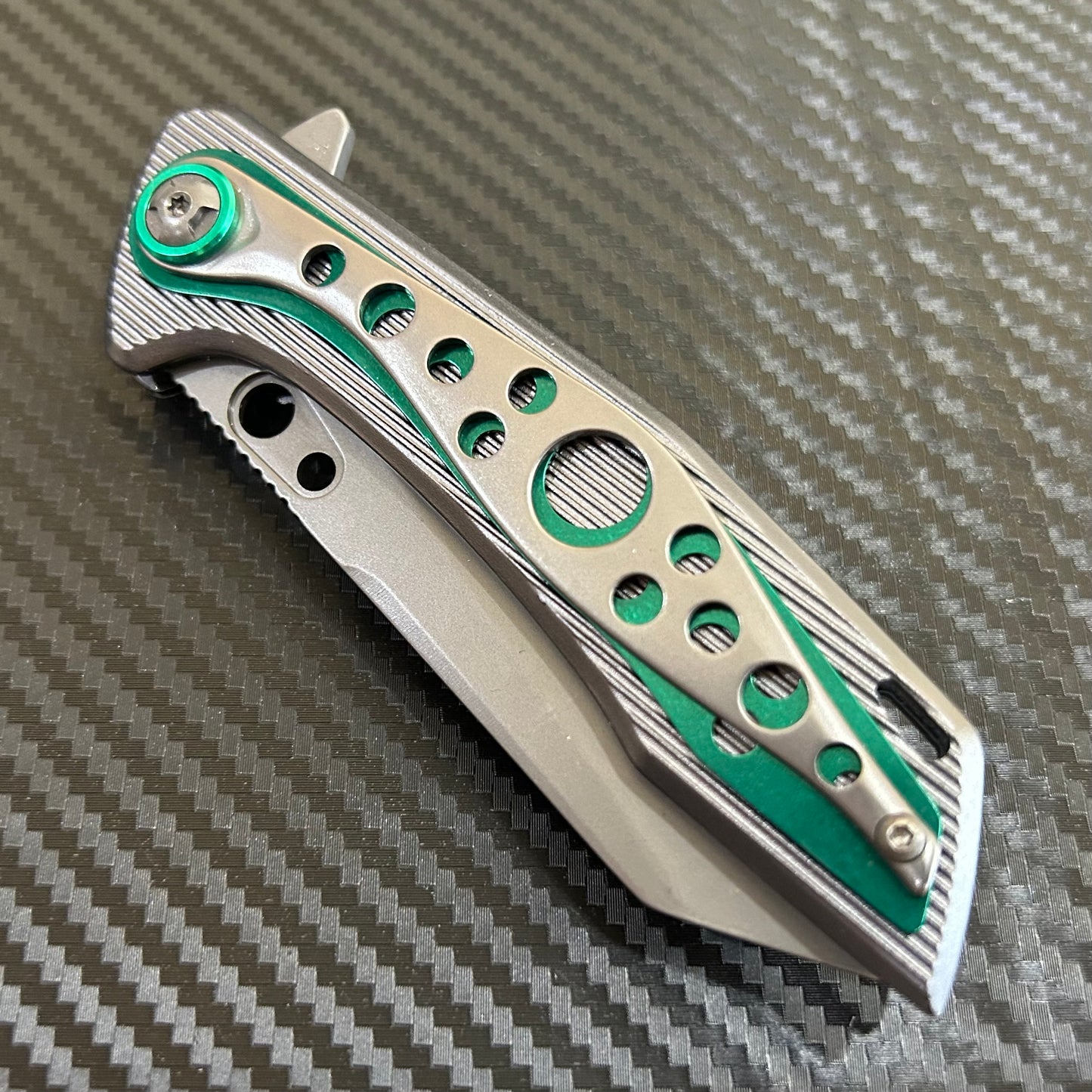 ElitEdge 8” Green Titanium Color Coated Spring Assisted Open Folding Pocket Knife. Cool Knife. Cute Knife. Gift Knife