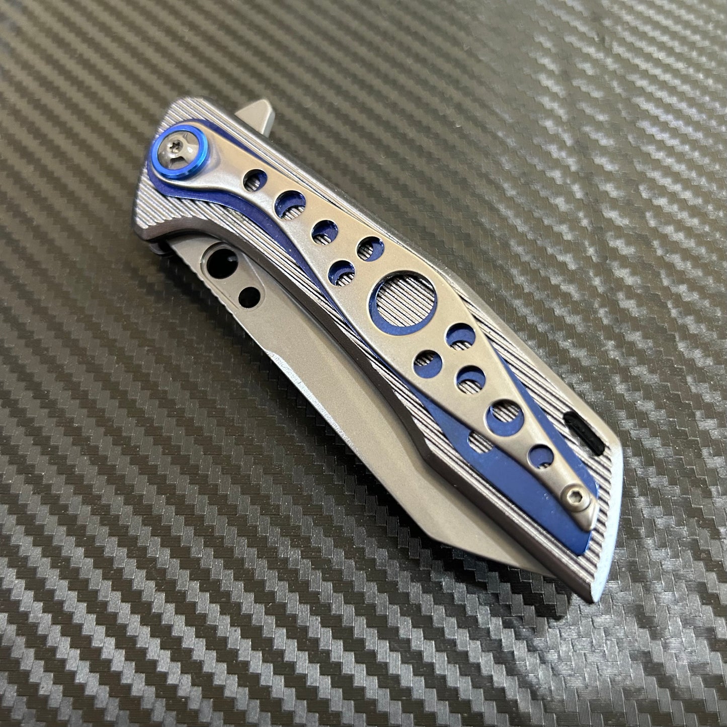 ElitEdge 8” Blue Titanium Color Coated Spring Assisted Open Folding Pocket Knife. Cool Knife. Cute Knife. Gift Knife