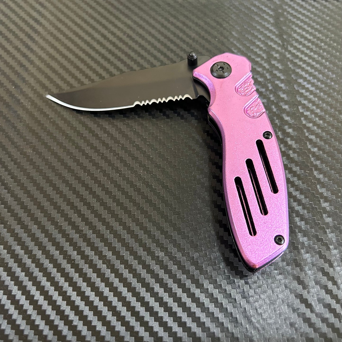 ElitEdge 7” Mini Cute Purple Titanium Color Coated Spring Assisted Open Folding Pocket Knife. Cool Knife. Cute Knife. Gift Knife