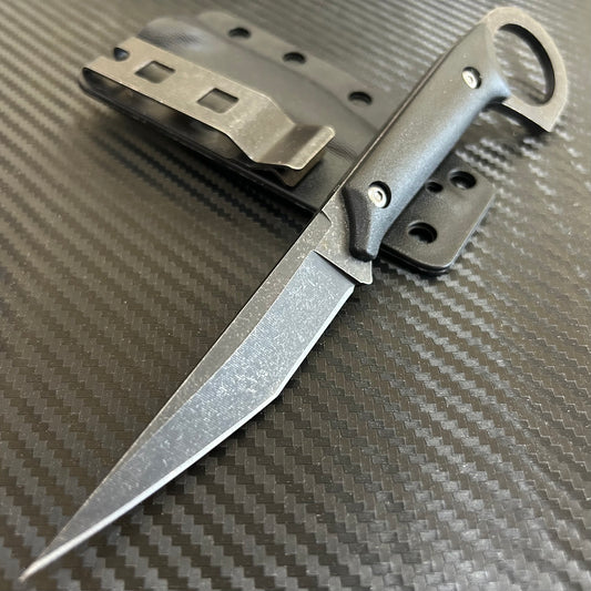 ElitEdge 7.5" Stonewash Tactical Combat Survival Fixed Blade Karambit Knife w/ Sheath