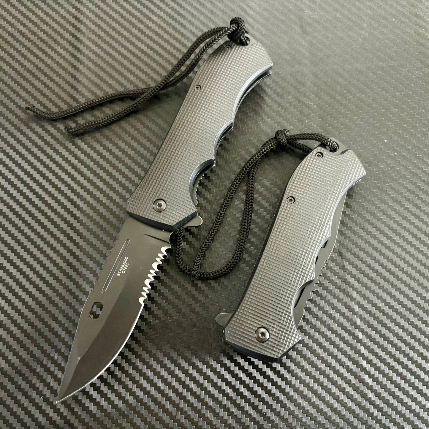 Super Knife 9” Tactical Black Jumbo Spring Assisted Open Blade Folding Pocket Knife. Hunting, Camping, Cute Knife. Gift