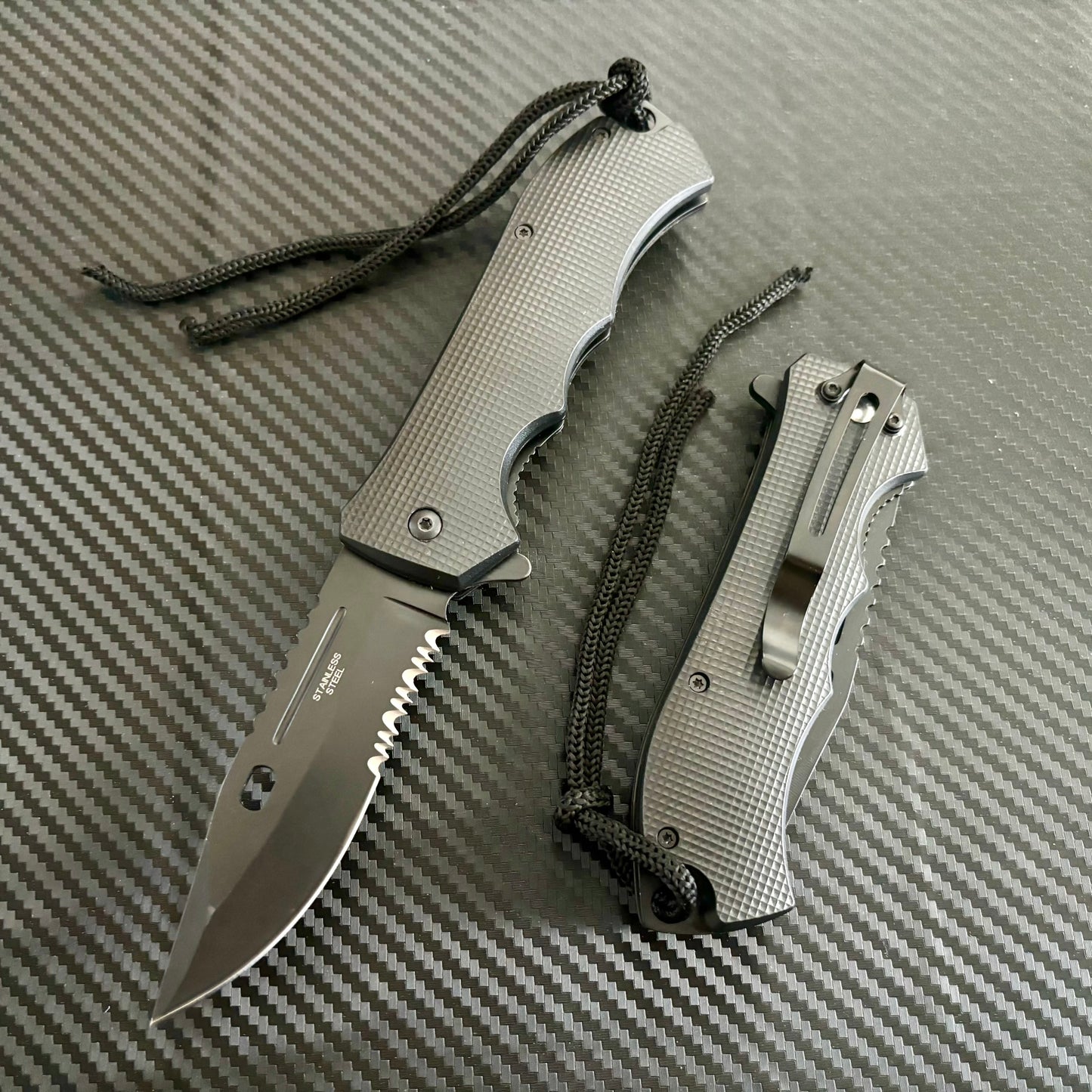 Super Knife 9” Tactical Black Jumbo Spring Assisted Open Blade Folding Pocket Knife. Hunting, Camping, Cute Knife. Gift