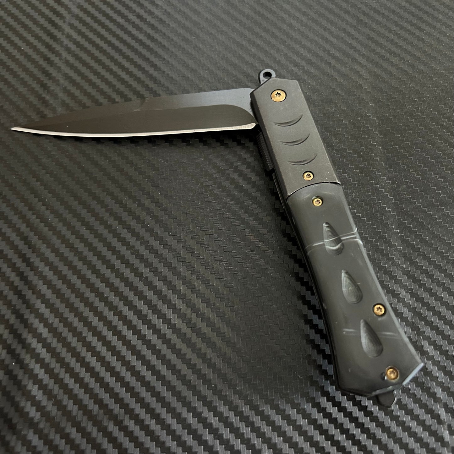 ElitEdge 9” Military Collection G10 Black Handle Spring Assisted Folding Pocket Knife