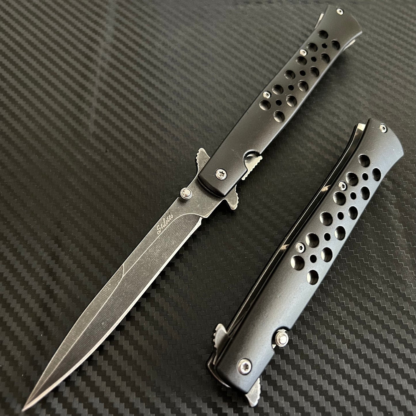 ElitEdge 9” Classic Black Tactical Spring Assisted Folding Pocket Knife Cute Knife