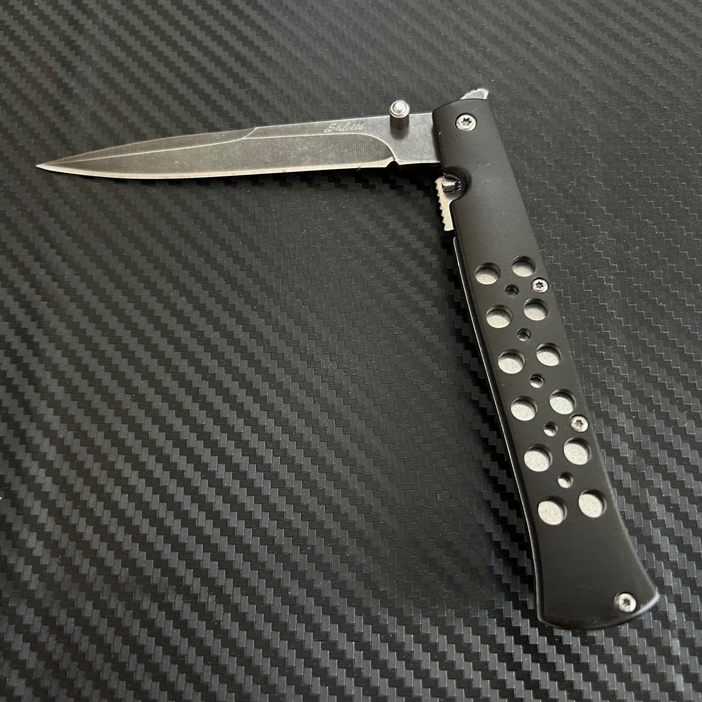 ElitEdge 9” Classic Black Tactical Spring Assisted Folding Pocket Knife Cute Knife