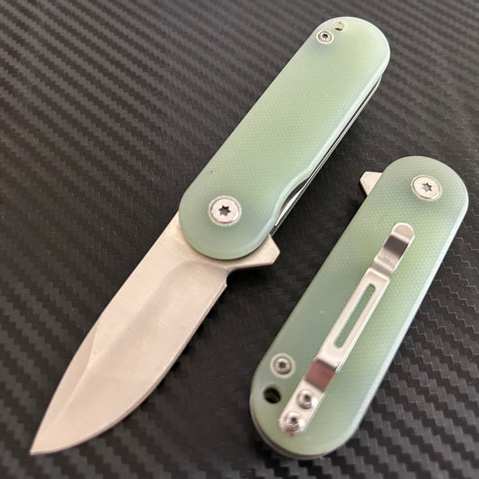 ElitEdge Emerald Green Mini Folding Pocket Knife: Ball Bearing, Stainless Steel Blade