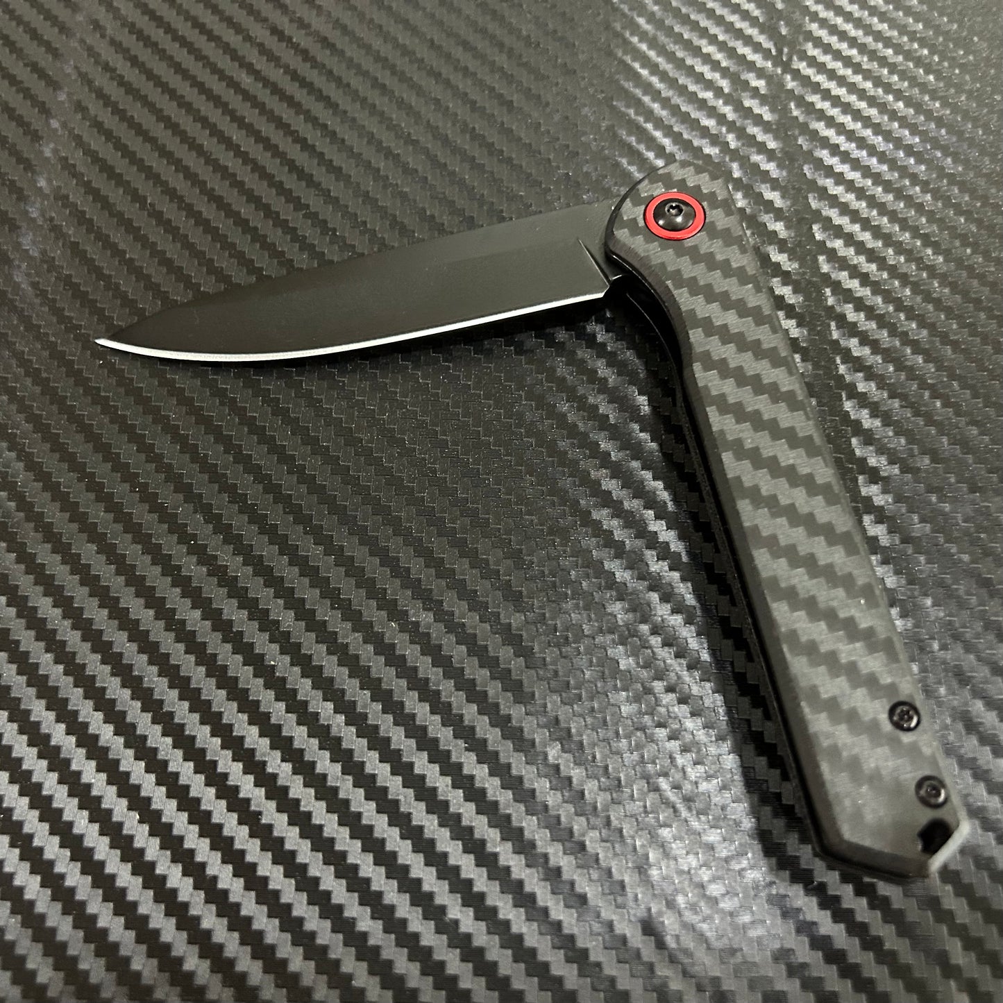 ElitEdge 8.75” Black Red Carbon Fiber Cute Ball Bearing Open Blade Folding Pocket Knife. Hunting, Camping, Cute Knife. Cool Knife