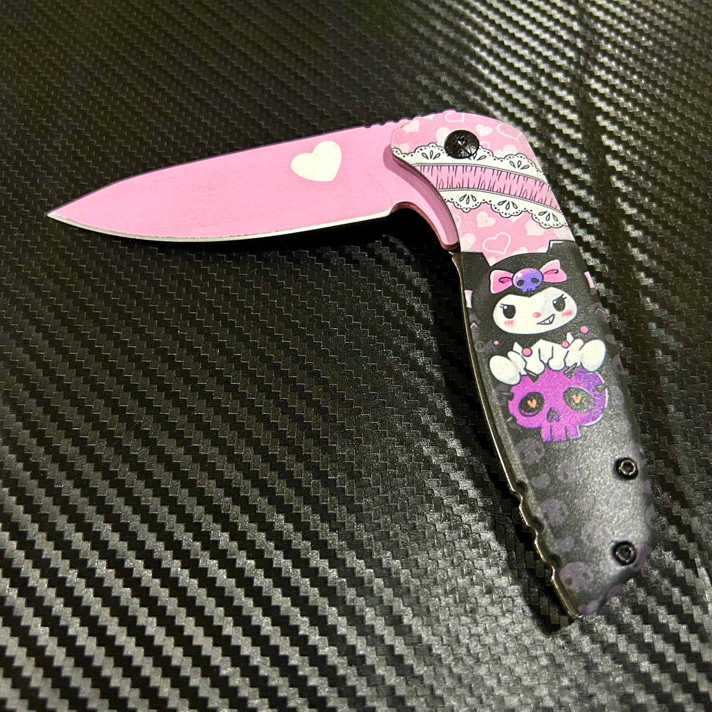 BladeDealUSA 8" Pink Heart Spring Assisted Open Blade Folding Pocket Knife