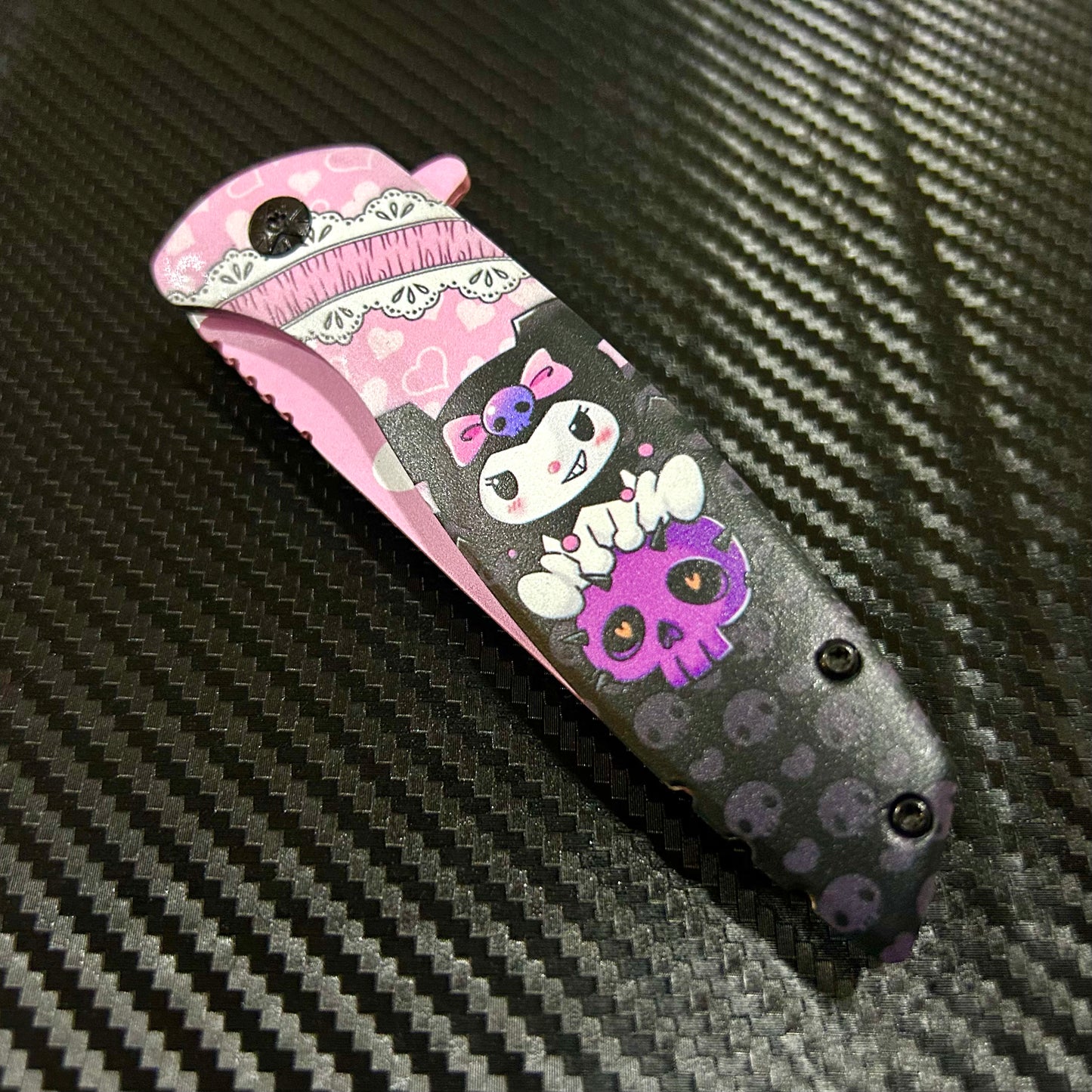 BladeDealUSA 8" Pink Heart Spring Assisted Open Blade Folding Pocket Knife
