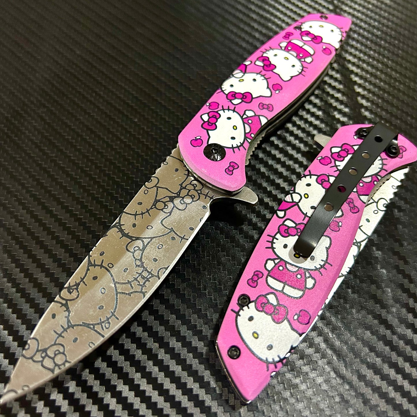 BladeDealUSA 8" Pink Heart Spring Assisted Open Blade Folding Pocket Knife