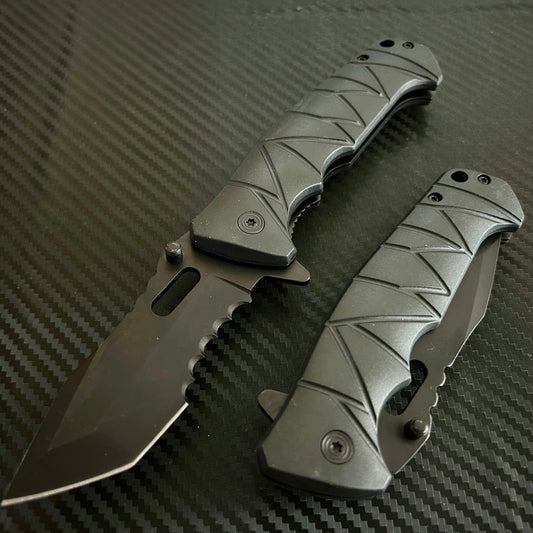 ElitEdge 8” Tactical Black Jumbo Spring Assisted Open Blade Folding Pocket Knife. Hunting, Camping, Cute Knife
