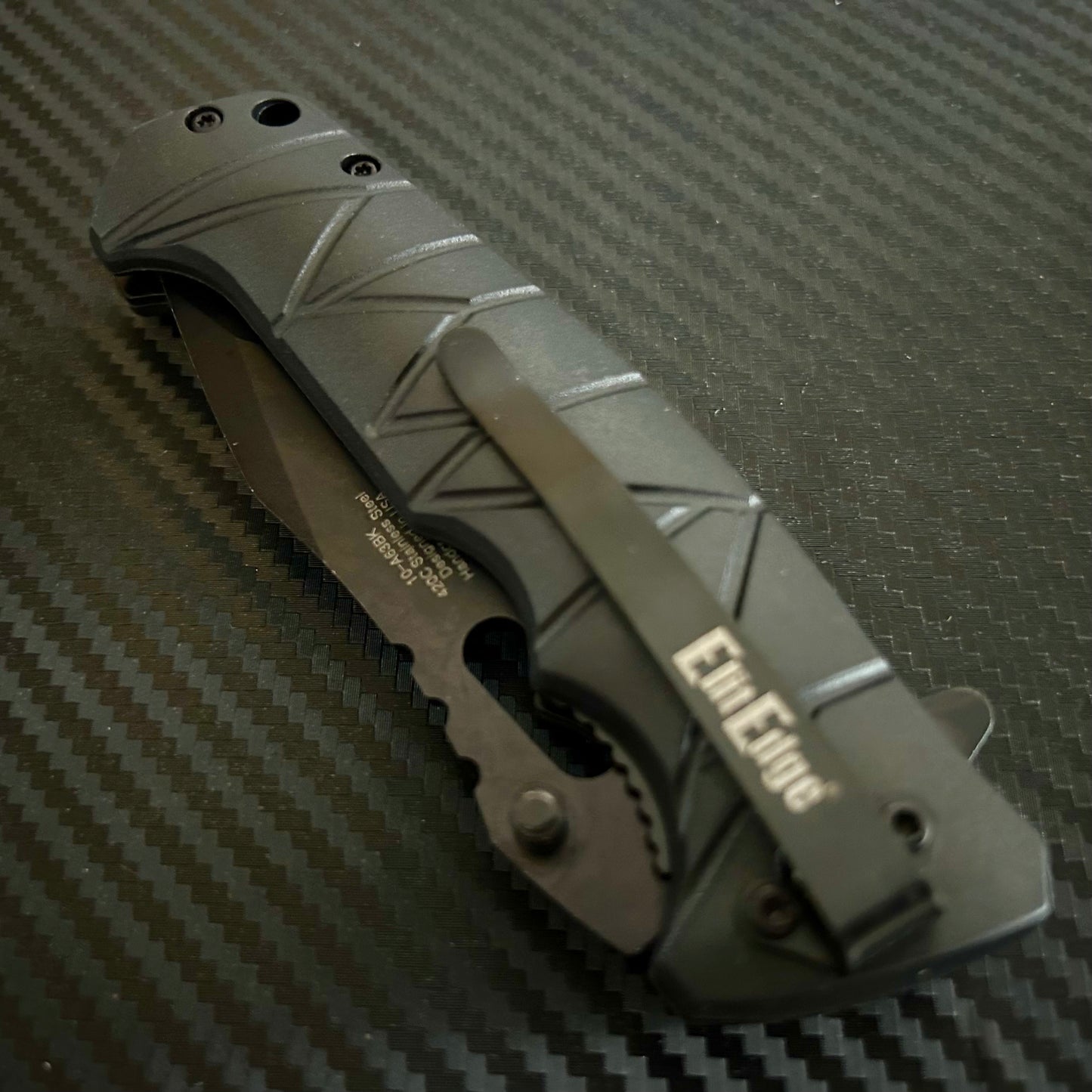 ElitEdge 8” Tactical Black Jumbo Spring Assisted Open Blade Folding Pocket Knife. Hunting, Camping, Cute Knife