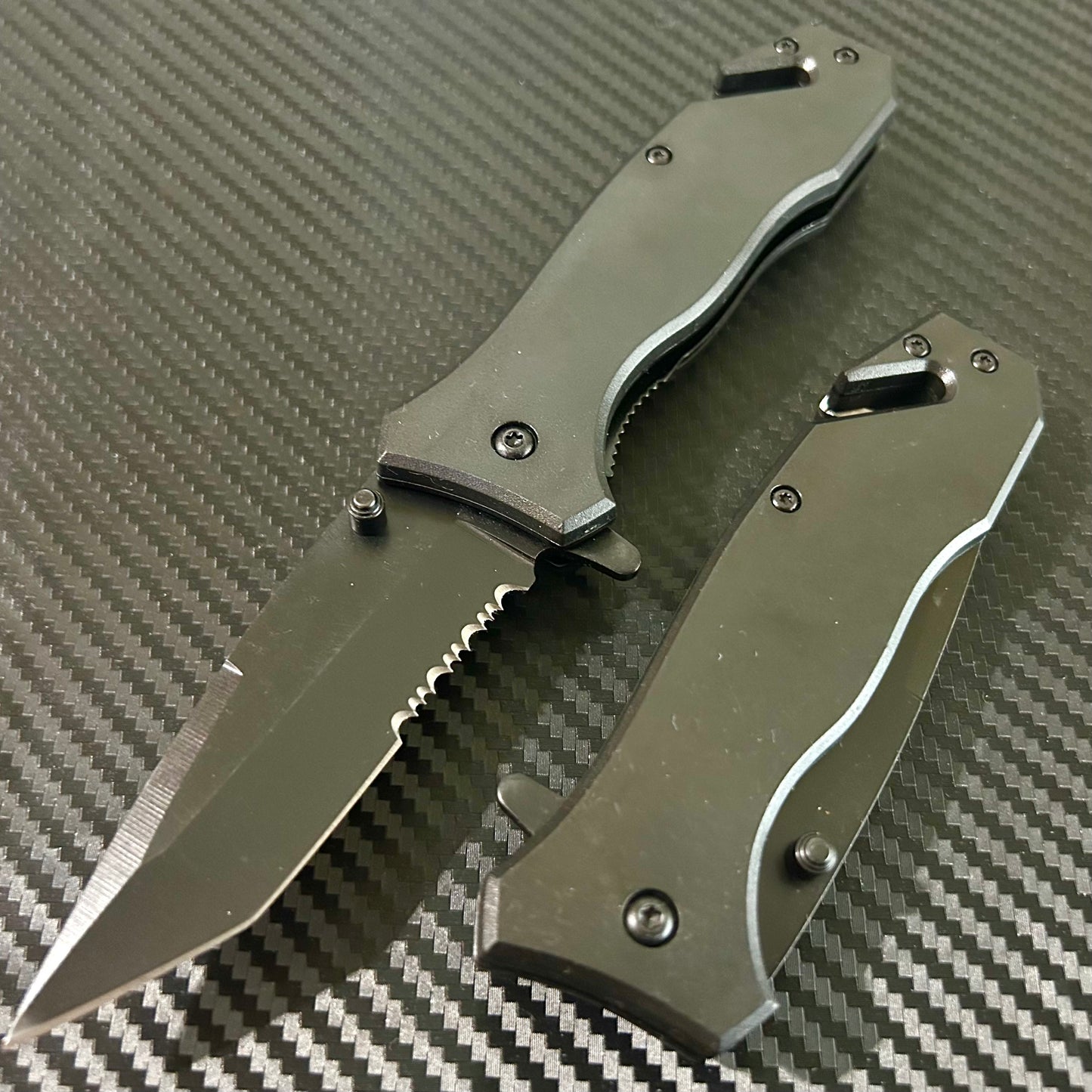 ElitEdge 8” Tactical Black Jumbo Spring Assisted Open Blade Folding Pocket Knife. Hunting, Camping, Cute Knife