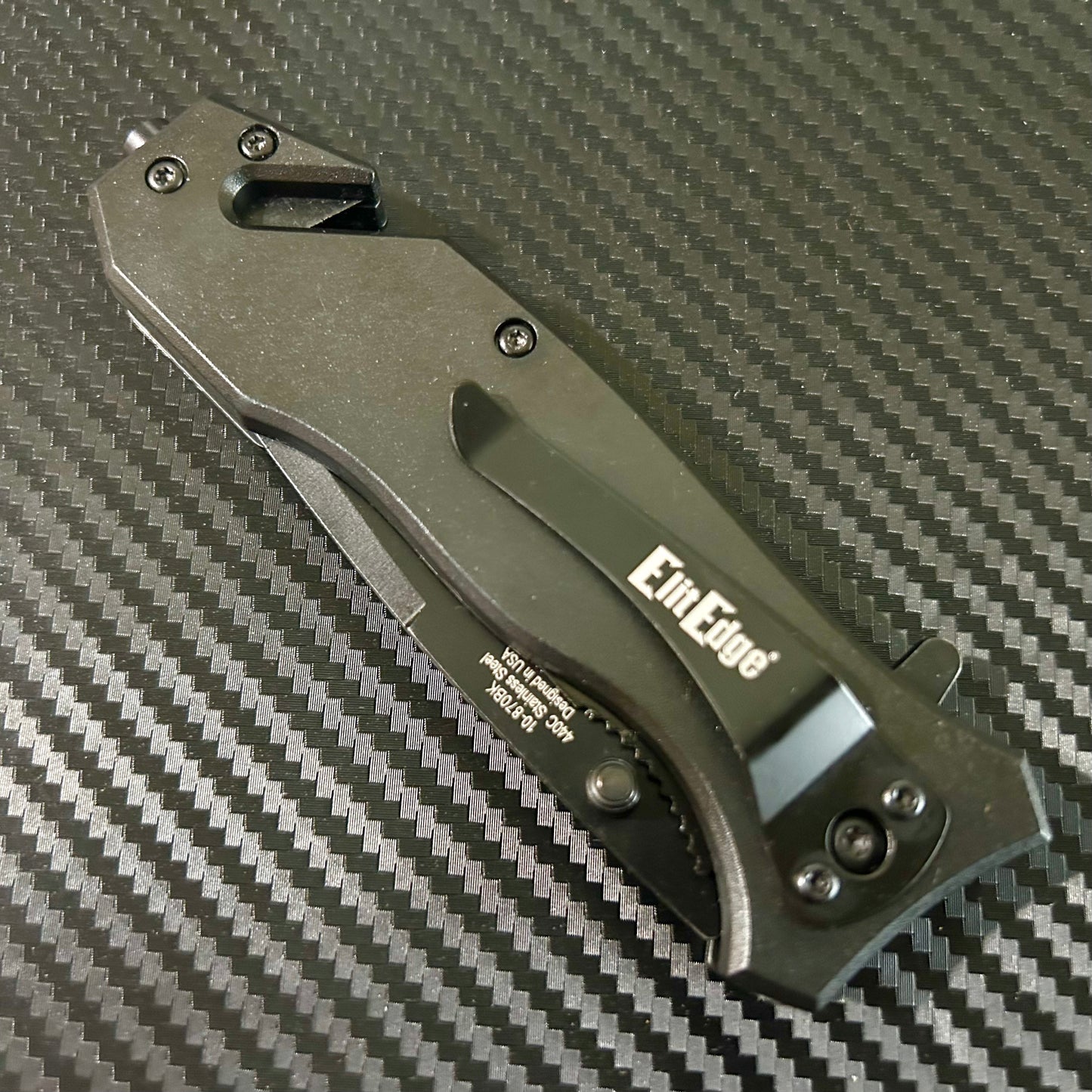 ElitEdge 8” Tactical Black Jumbo Spring Assisted Open Blade Folding Pocket Knife. Hunting, Camping, Cute Knife