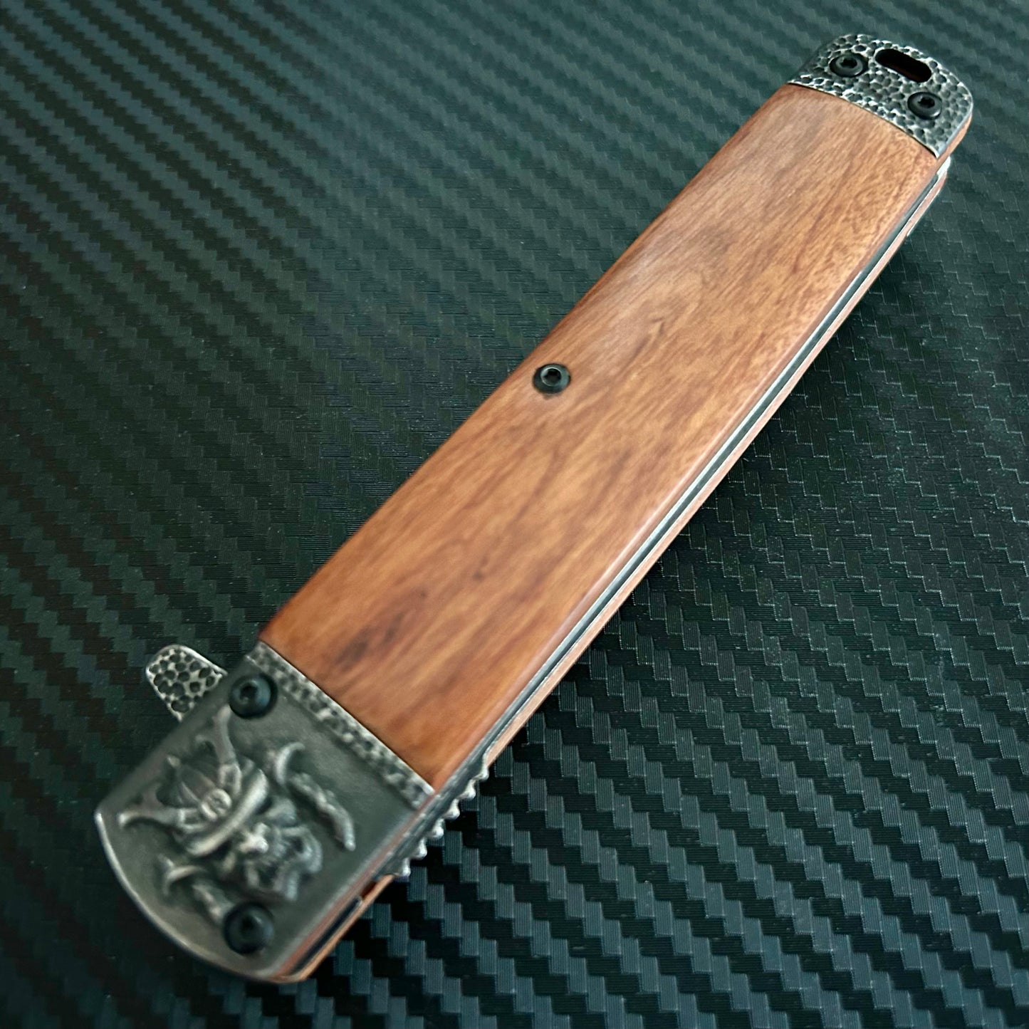 BladeDealUSA 9” Cute Stonewashed Monster Mini wood Katana Spring Assisted Open Blade Folding Pocket Knife Hunting Cool Knife