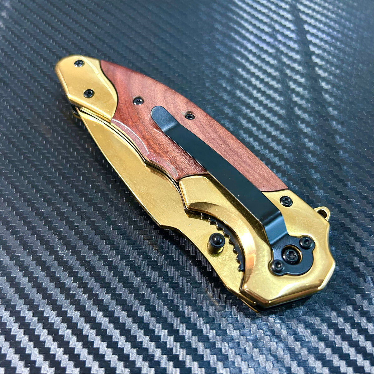 BladeDealUSA 9” Gold Jumbo Spring Assisted Open Blade Folding Pocket Knife. Hunting, Camping, Cute Knife