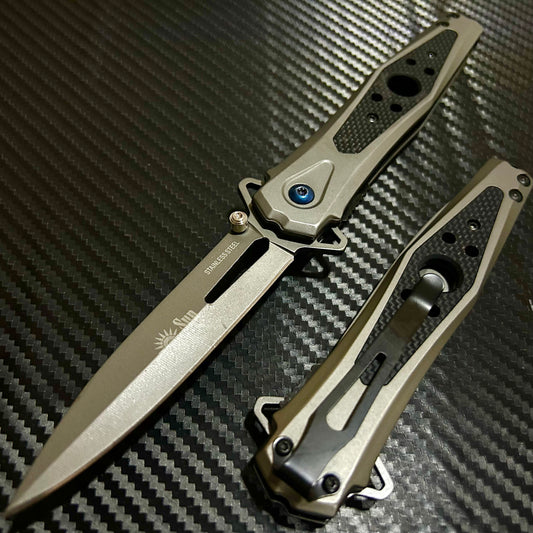 BladeDealUSA 9” Classic Black G10 Handle Tactical Spring Assisted Folding Pocket Knife Cute Knife. Hunting, Camping, Cute Knife. Cool Knife