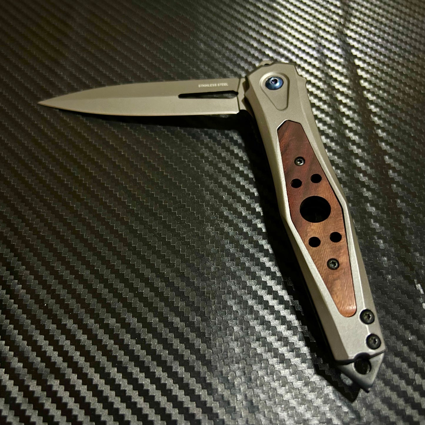 BladeDealUSA 9” Classic Wood Tactical Spring Assisted Folding Pocket Knife Cute Knife. Hunting, Camping, Cute Knife. Cool Knife