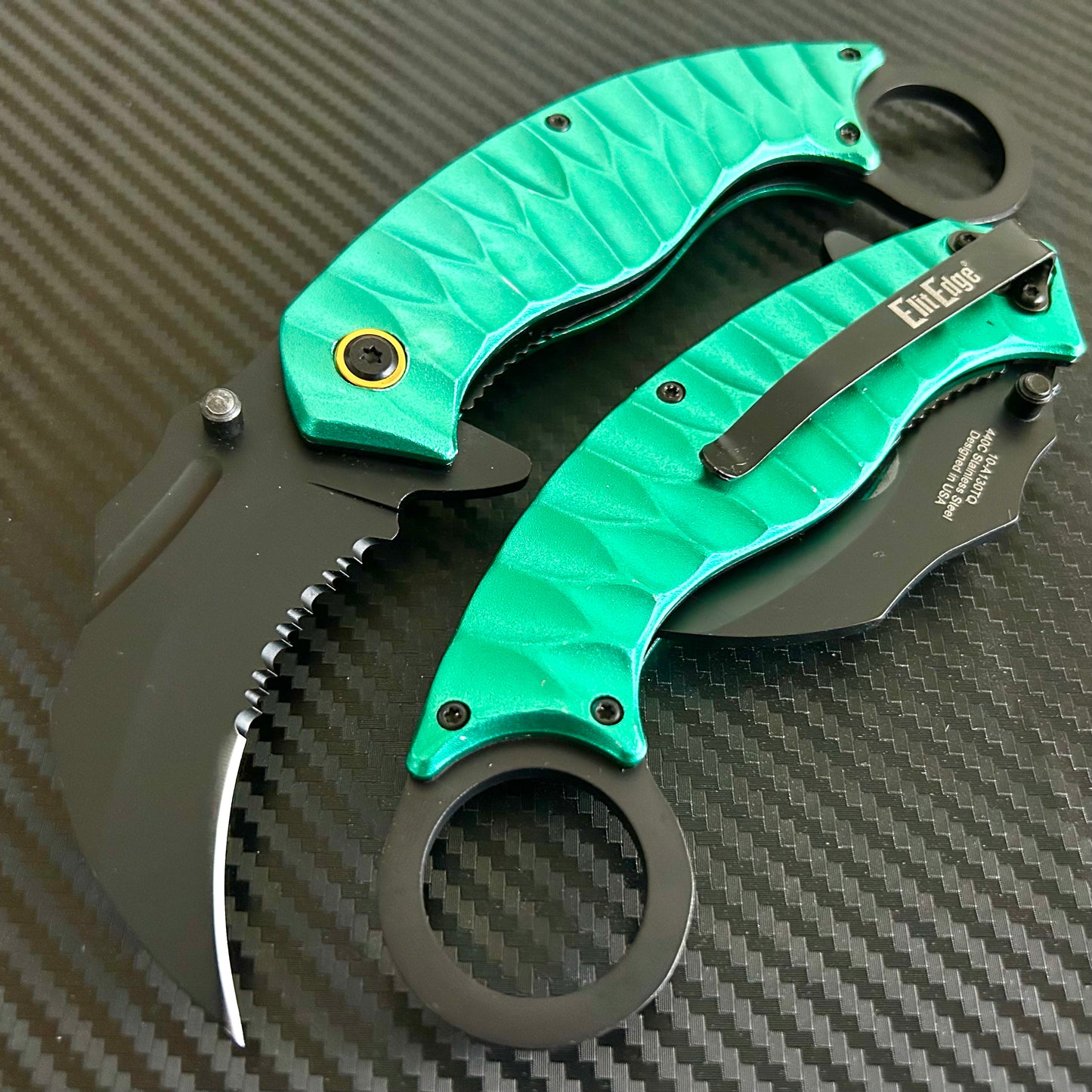 ElitEdge 8.5” Karambit Knife Spring Assisted Open Blade Folding Pocket Knife. Hunting, Camping, Cute Knife. Cool Knife