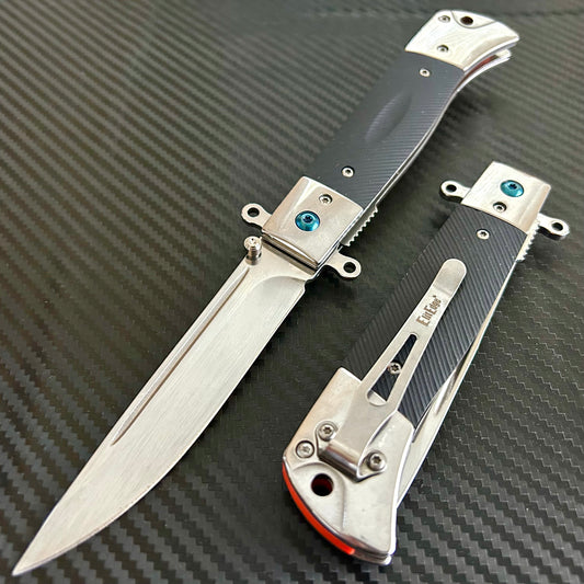 ElitEdge 9” Classic Wood Tactical Silver Handle Ball Bearing Folding Pocket Knife Cute Knife. Hunting, Camping, Cute Knife. Cool Knife