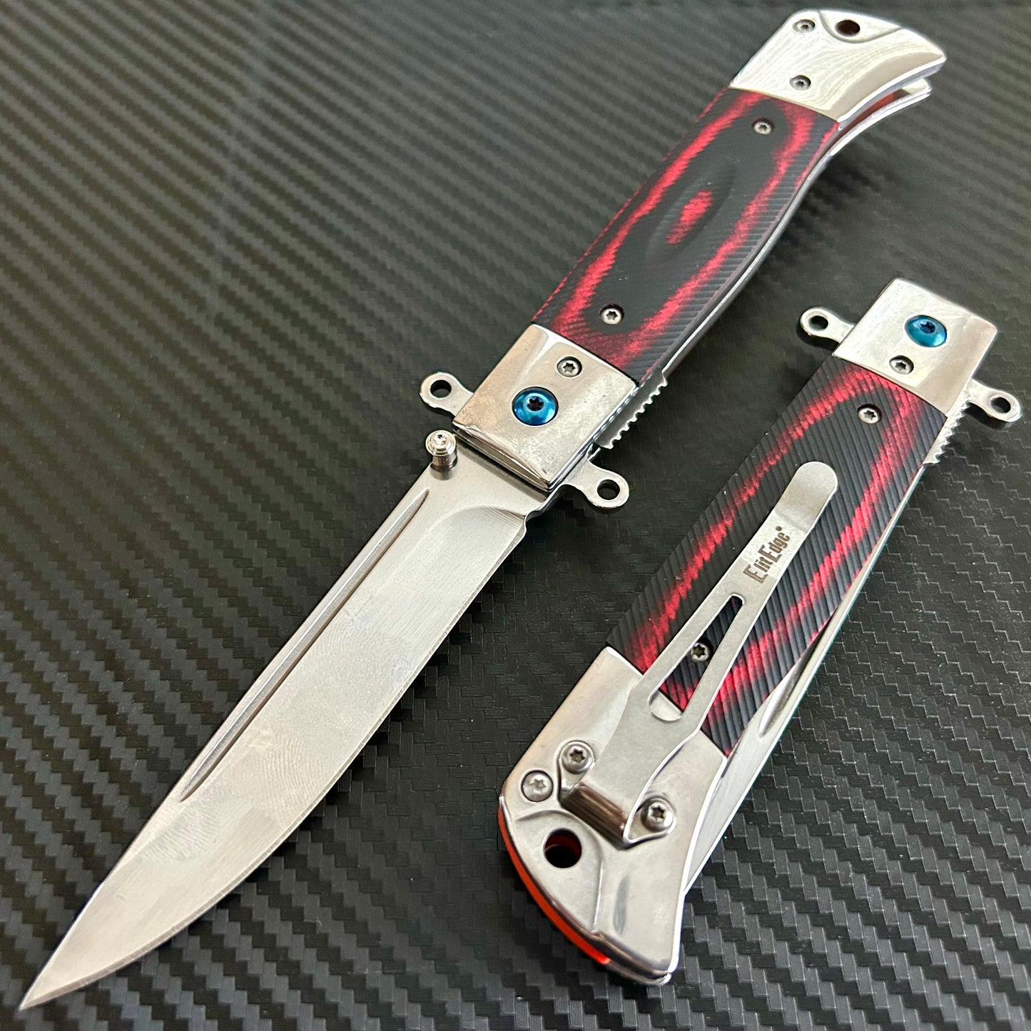 ElitEdge 9” Classic Wood Tactical Silver Handle Ball Bearing Folding Pocket Knife Cute Knife. Hunting, Camping, Cute Knife. Cool Knife