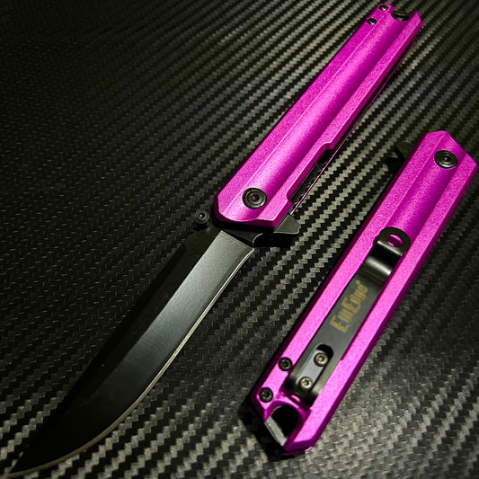 ElitEdge 9” Cute Pink Mini Katana Spring Assisted Open Blade Folding Pocket Knife Hunting Cool Knife
