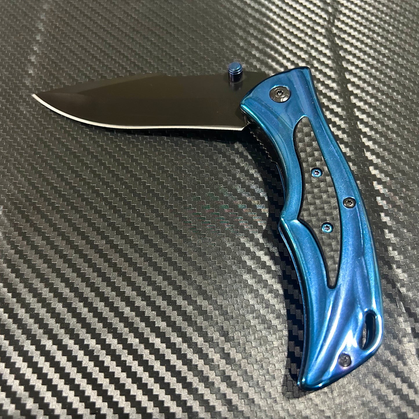 ElitEdge 9” Tactical Blue Jumbo Spring Assisted Open Blade Folding Pocket Knife. Hunting, Camping, Cute Knife