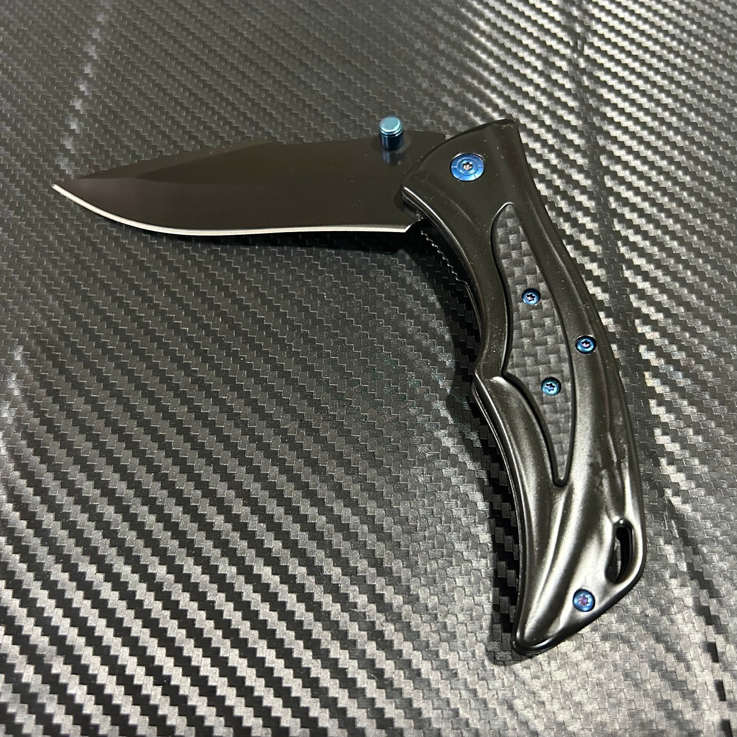 ElitEdge 9” Tactical Blue Jumbo Spring Assisted Open Blade Folding Pocket Knife. Hunting, Camping, Cute Knife