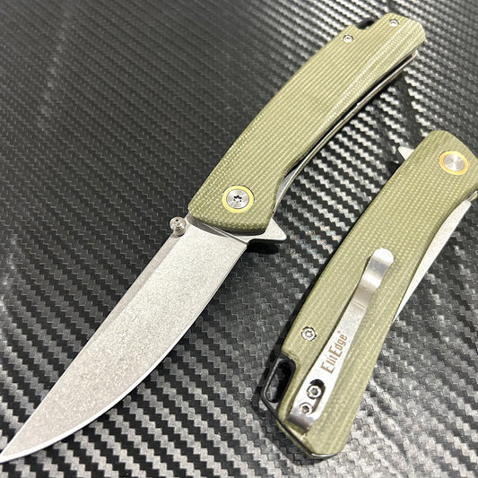 ElitEdge 9” Luxury Light Green Cute Ball Bearing D2 Blade Folding Pocket Knife. Hunting, Camping, Cute Knife. Cool Knife