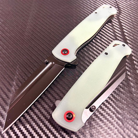ElitEdge 9” Emerald Jade Green Cute Knife Ball Bearing Open Blade Folding Pocket Knife. Camping, Cute Knife. Cool Knife