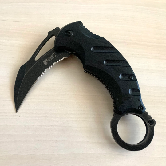 CSGO Black Karambit Knife 8” Tactical Spring Assisted Folding Pocket Knife