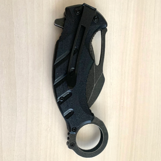 CSGO Black Karambit Knife 8” Tactical Spring Assisted Folding Pocket Knife